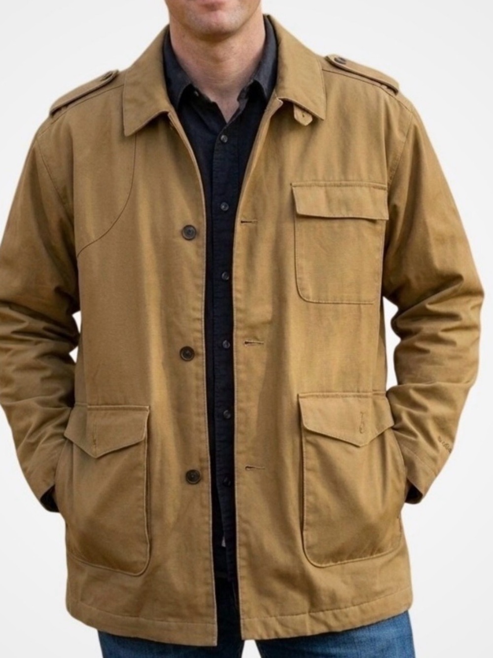 Men's Columbia River Lodge Cotton Canvas Lined Field Jacket - Tan-L